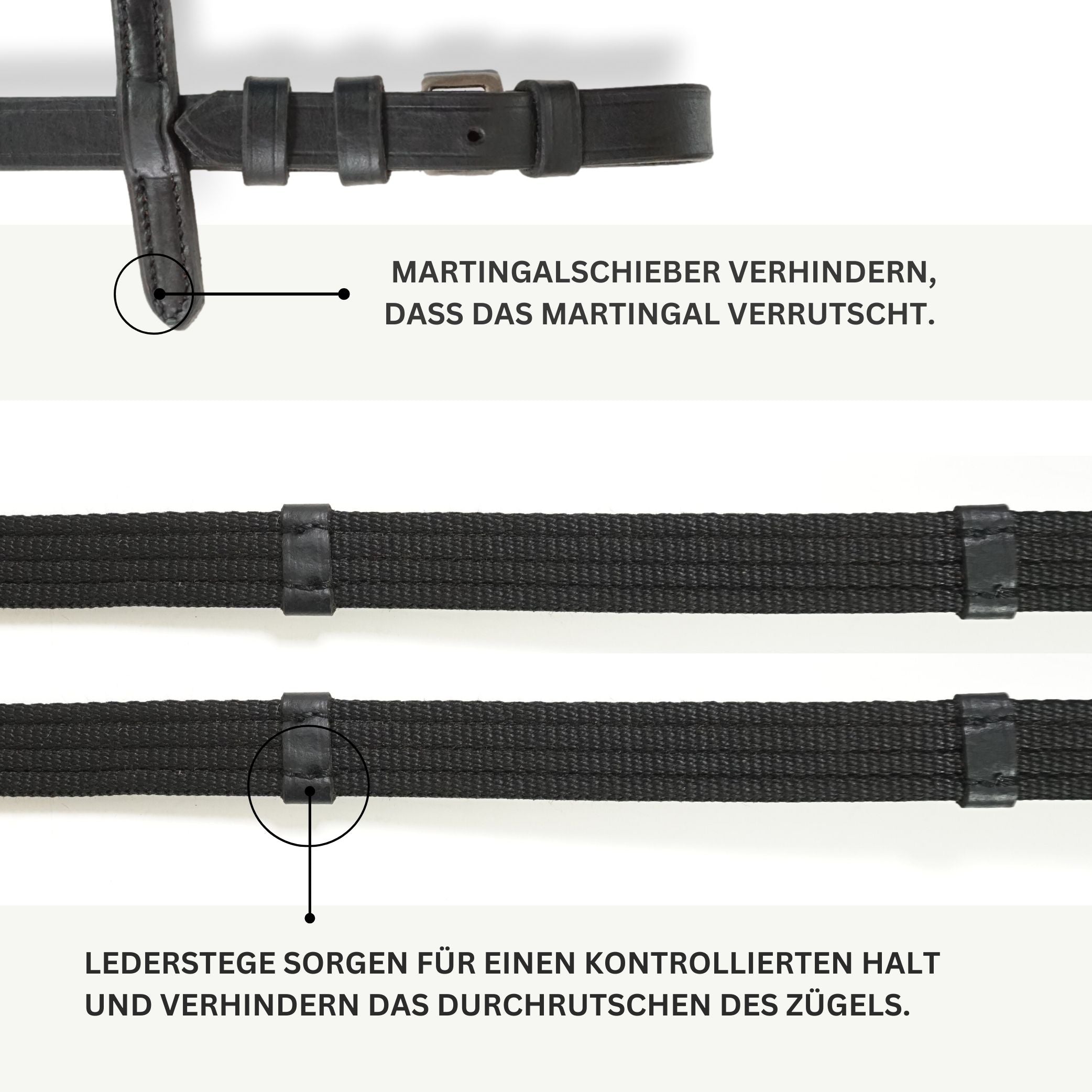 Gurtzügel Trensen Zügel für Pferde in Schwarz oder Braun